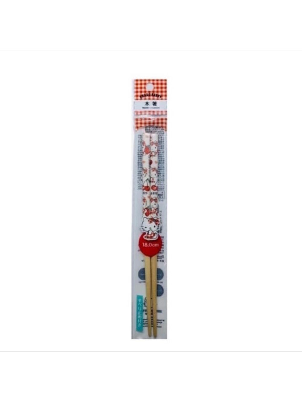 Sanrio Hello Kitty Cherry Plaid Bamboo Chopsticks 7” NWT